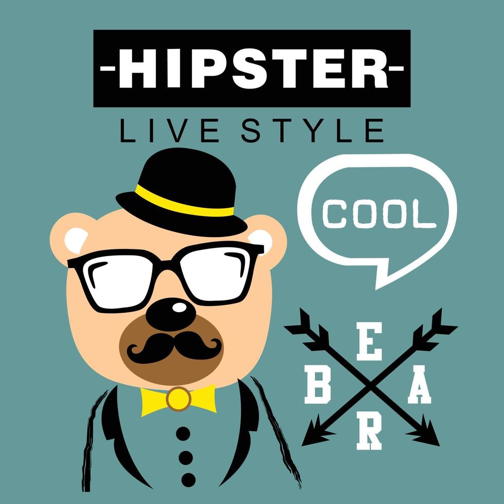 hipster levensstijl grappig dier tekenfilm vector