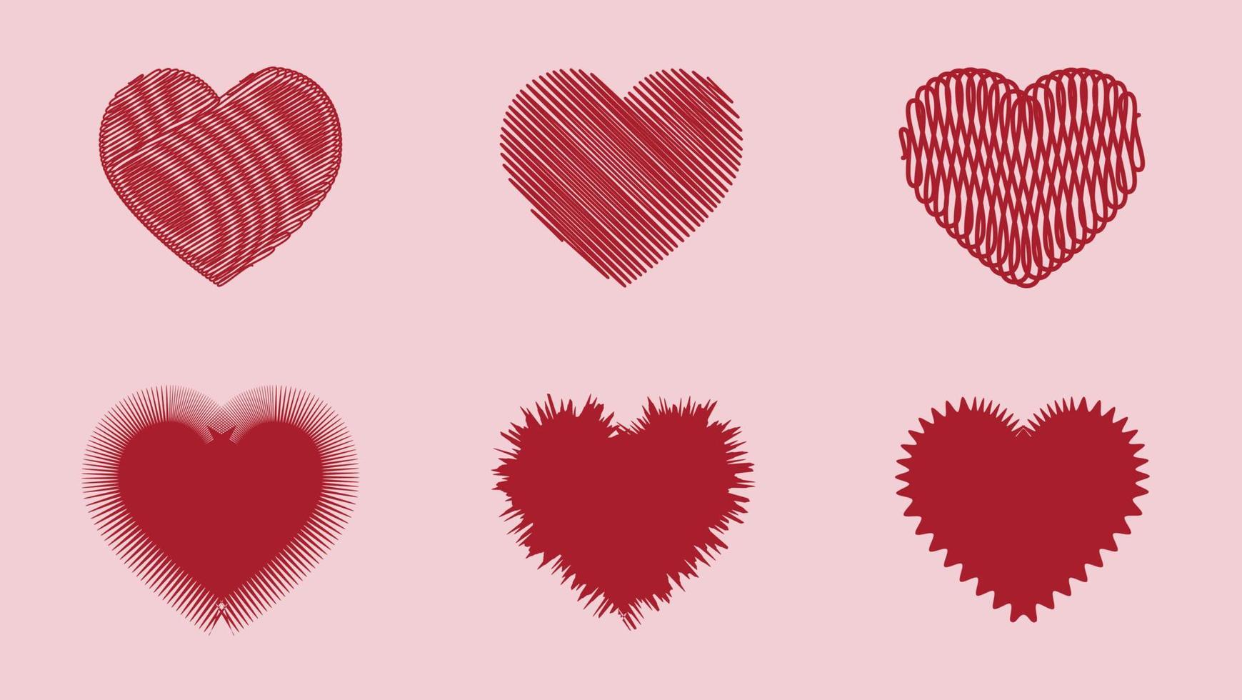 reeks van verschillend vormig harten geïsoleerd Aan roze achtergrond. ontwerp elementen voor Valentijnsdag dag. vector illustratie.