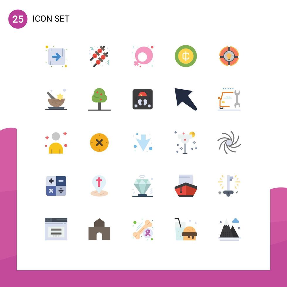 25 vlak kleur concept voor websites mobiel en apps idee babbelen Dames teken taart geld bewerkbare vector ontwerp elementen