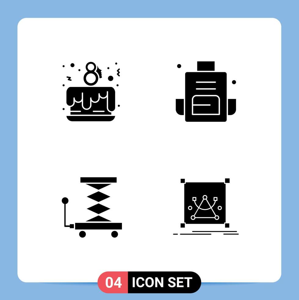 voorraad vector icoon pak van 4 lijn tekens en symbolen voor taart partij auto vieren zak optillen bewerkbare vector ontwerp elementen