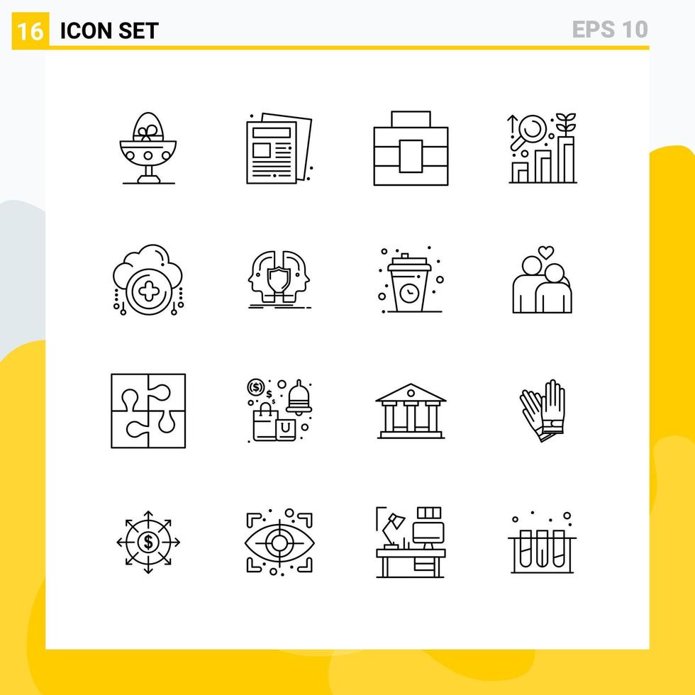 voorraad vector icoon pak van 16 lijn tekens en symbolen voor toevoegen groei routine- diagram Onderzoek bewerkbare vector ontwerp elementen