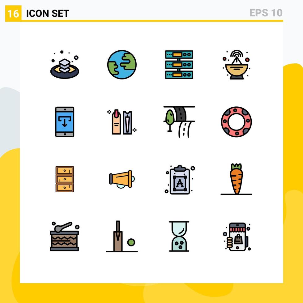 reeks van 16 modern ui pictogrammen symbolen tekens voor downloaden toepassing gegevens satelliet antenne bewerkbare creatief vector ontwerp elementen
