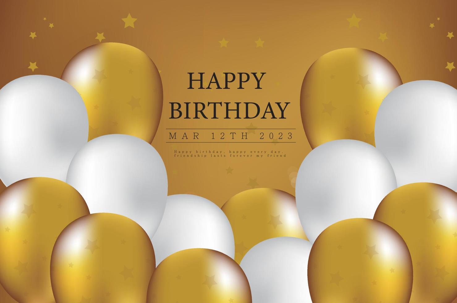 gelukkig verjaardag naar u met luxe ballonnen en confetti zwart en wit vector