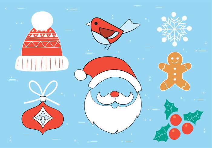 Gratis Hand getrokken Vector Christmas Elements