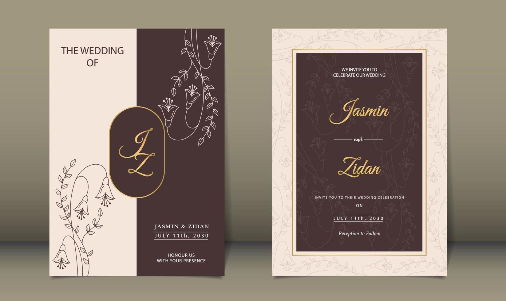 luxe bruiloft uitnodiging lijn stijl minimalistische bloemen premie vector