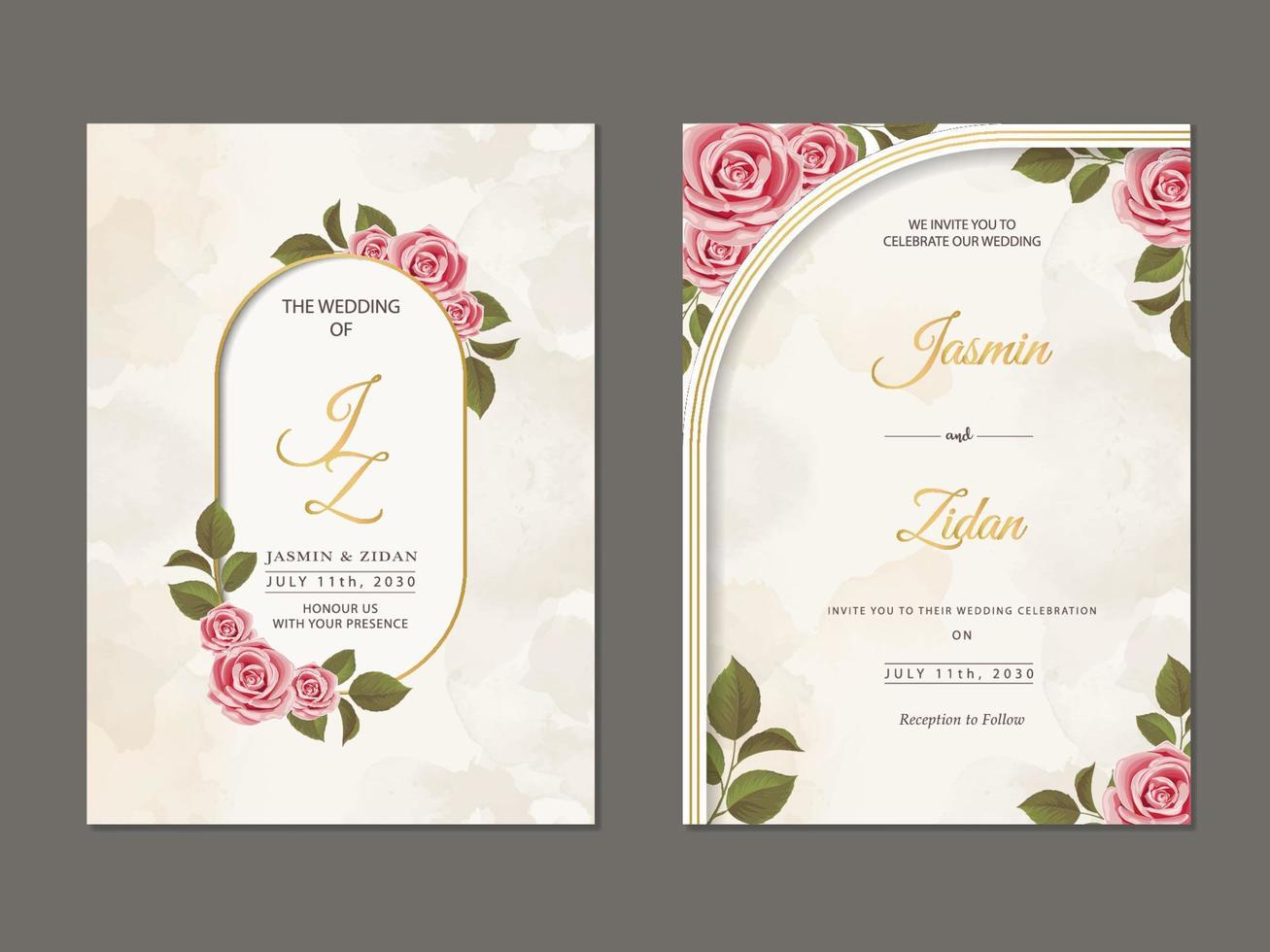 luxe bloemen bruiloft uitnodiging Aan waterverf achtergrond vector