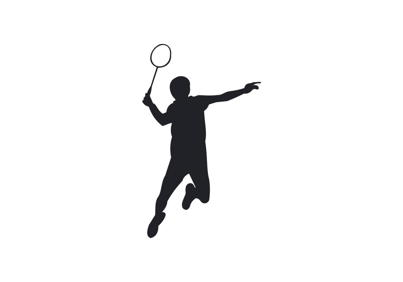 badminton speler jong Mens in silhouet geïsoleerd vector