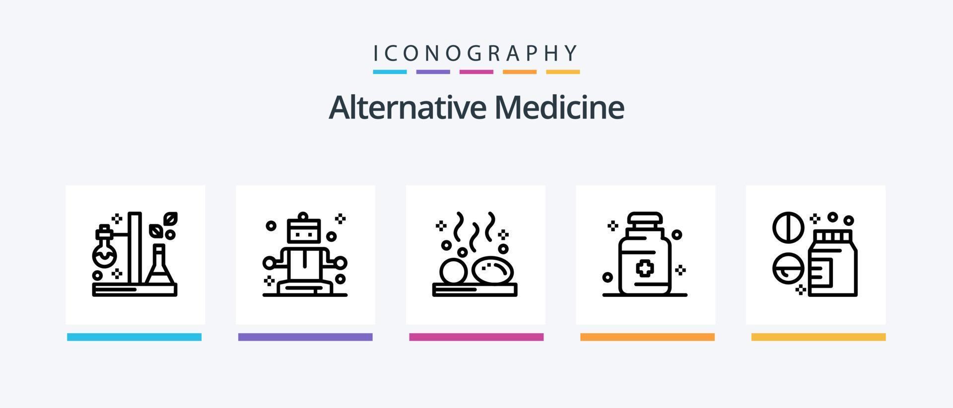 alternatief geneeskunde lijn 5 icoon pak inclusief geneesmiddel. longen. zeep. ziekenhuis. huidverzorging. creatief pictogrammen ontwerp vector