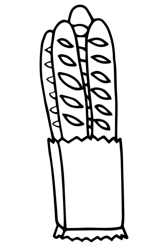 tekening lijn vers baguette verpakt vector