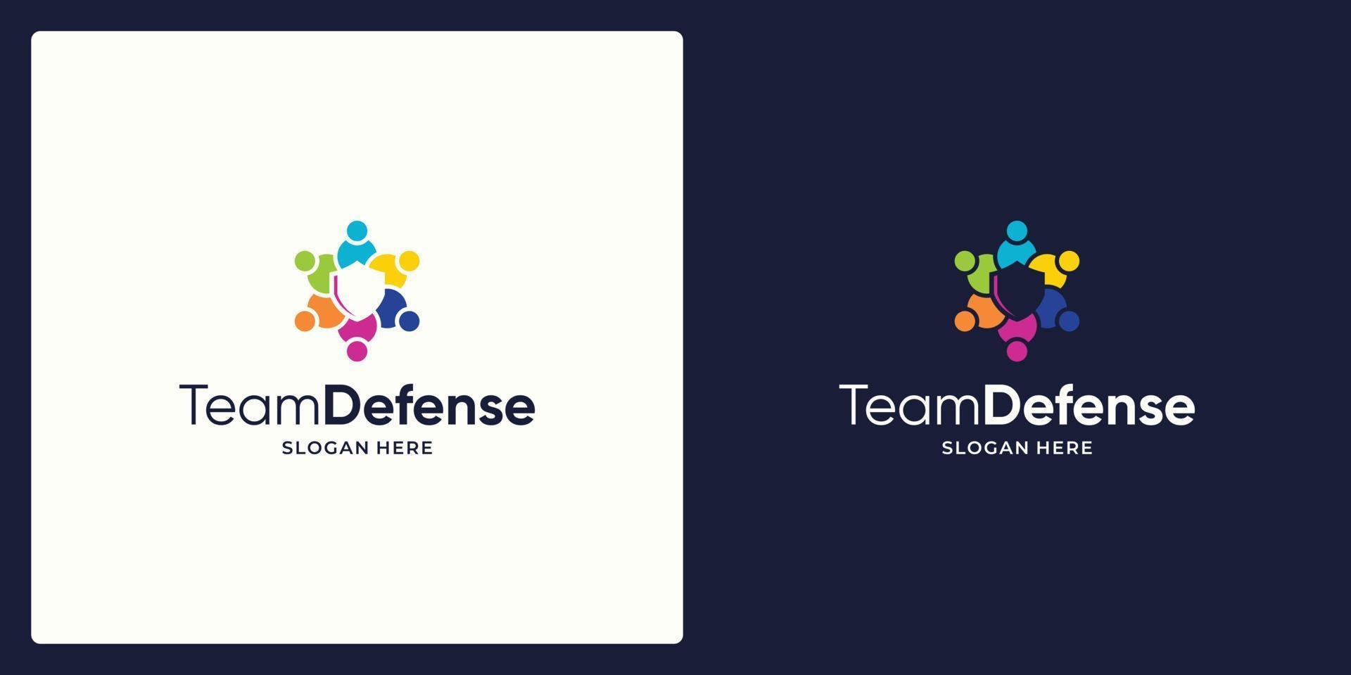 vector ontwerp van sociaal netwerken team logo en verdediging symbool logo.