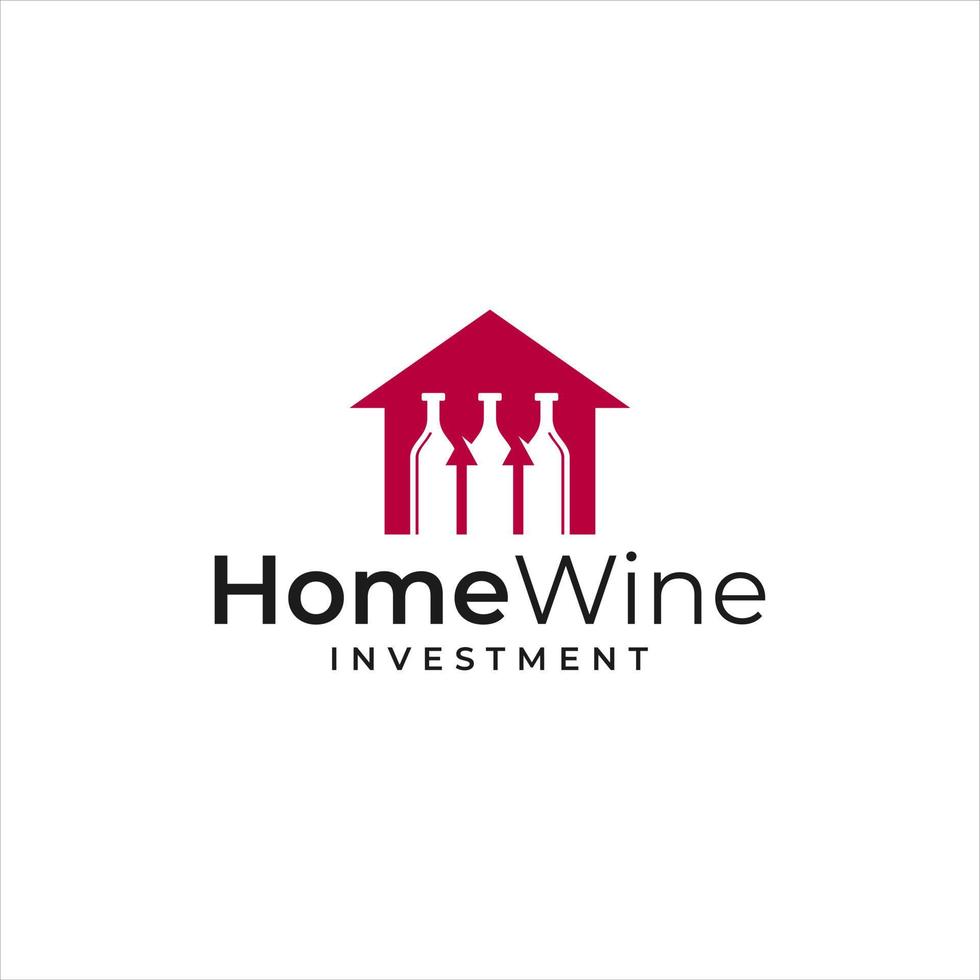 logo inspiratie dat combineert de vorm van een huis en de vorm van een investering en wijn fles logo vector