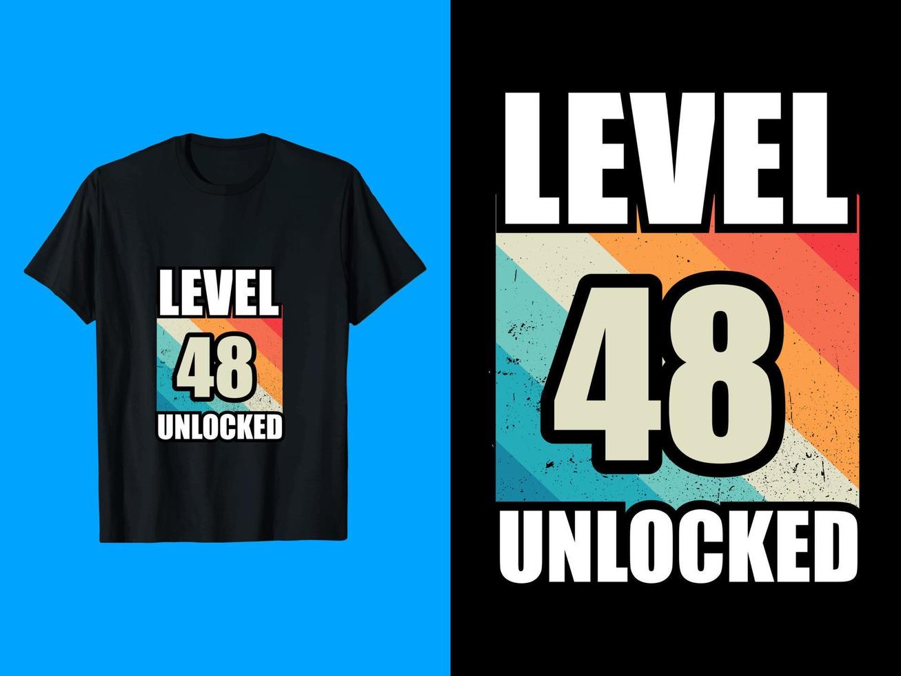 niveau 48 ontgrendeld t-shirt ontwerp vector