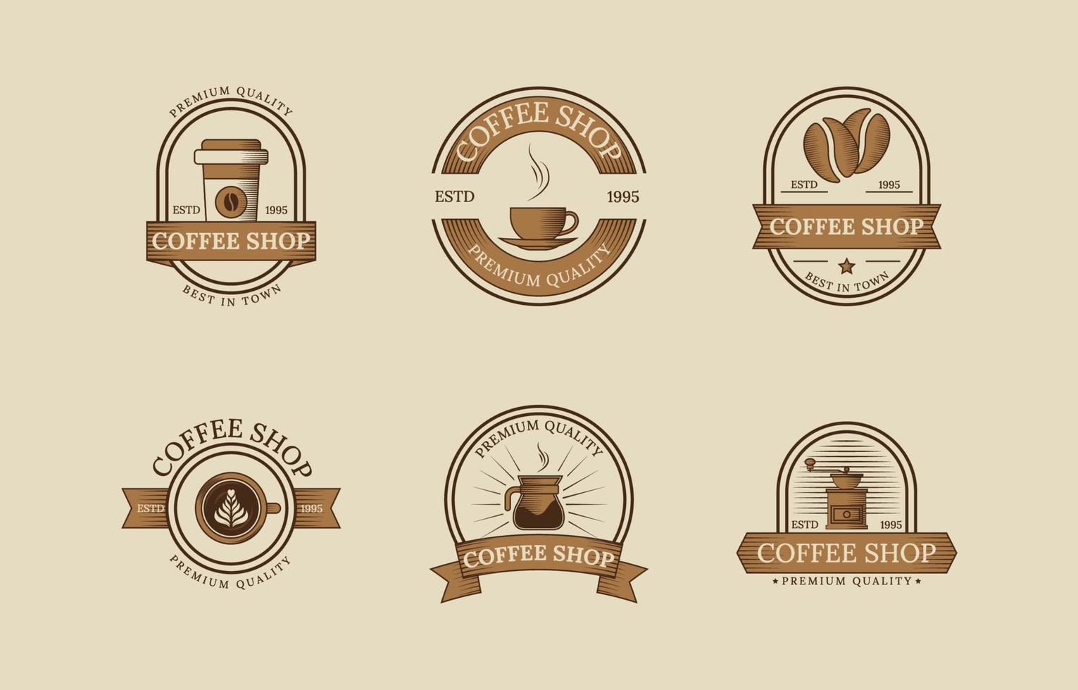 set van vintage koffie logo's vector