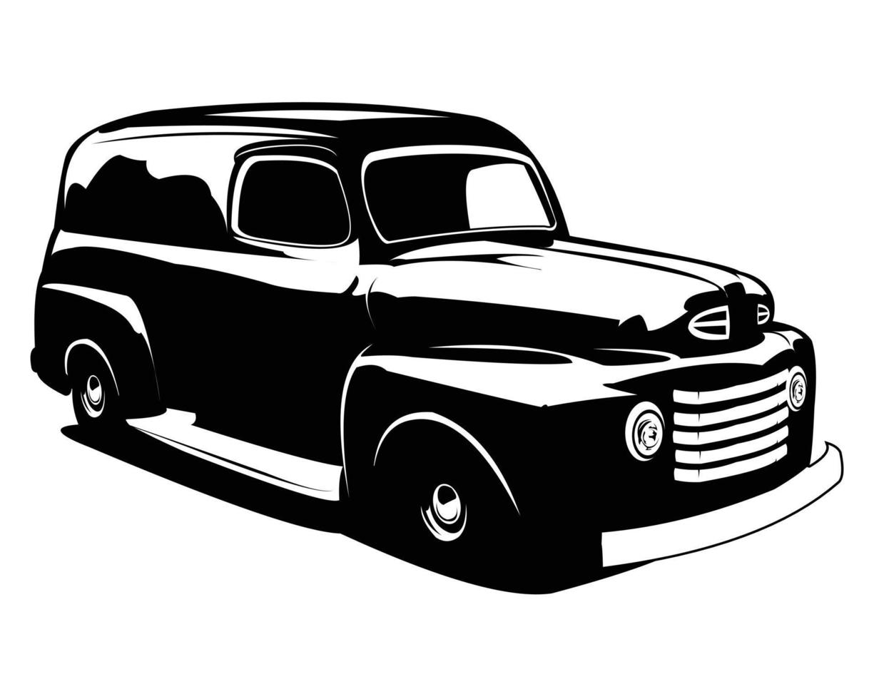 klassiek paneel vrachtauto silhouet logo vector concept geïsoleerd insigne embleem. het beste voor de vrachtvervoer industrie. beschikbaar in eps 10.