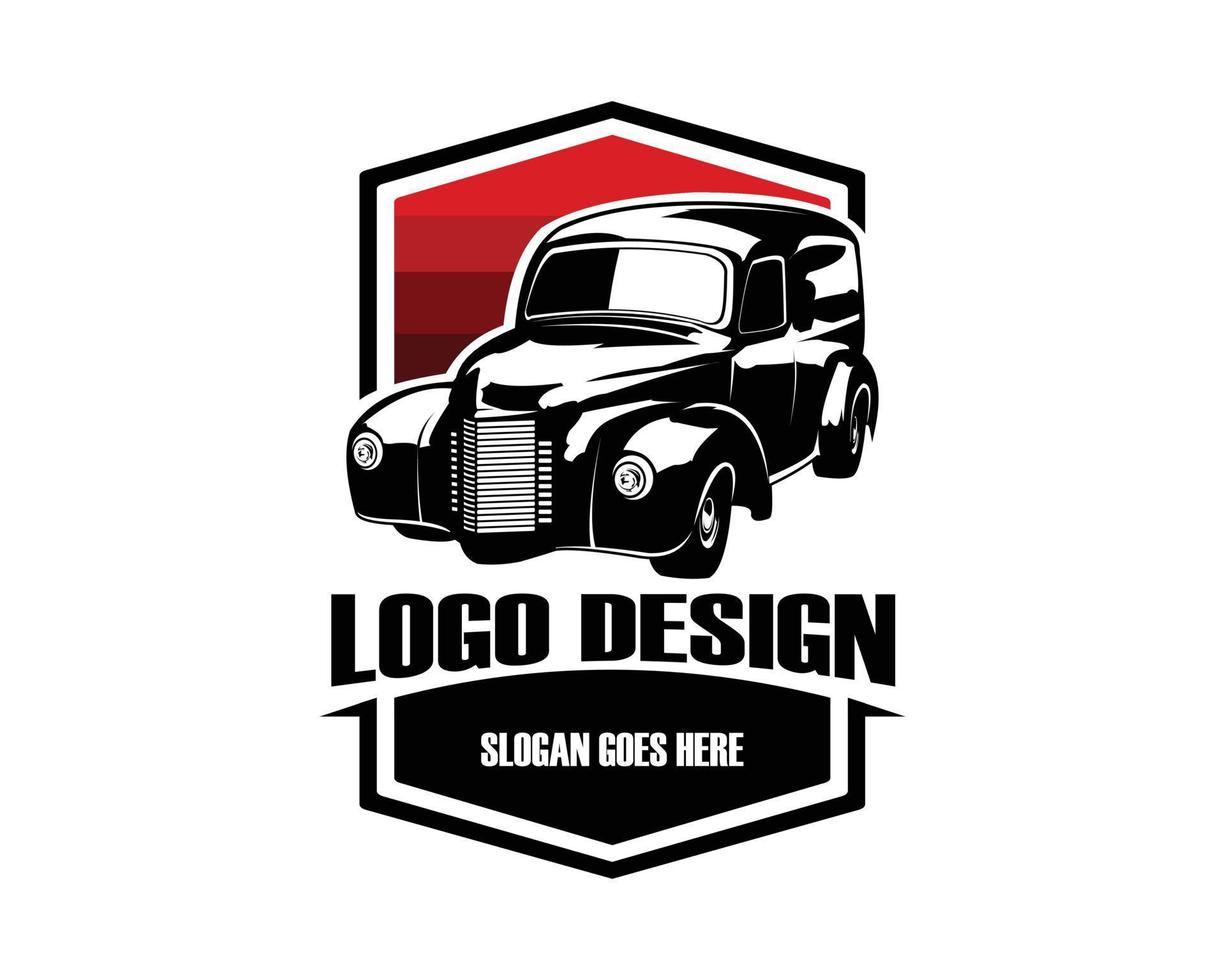 klassiek paneel vrachtauto logo. geïsoleerd Aan wit achtergrond voorkant visie. het beste voor insigne, embleem, icoon. vector illustratie beschikbaar in eps 10.