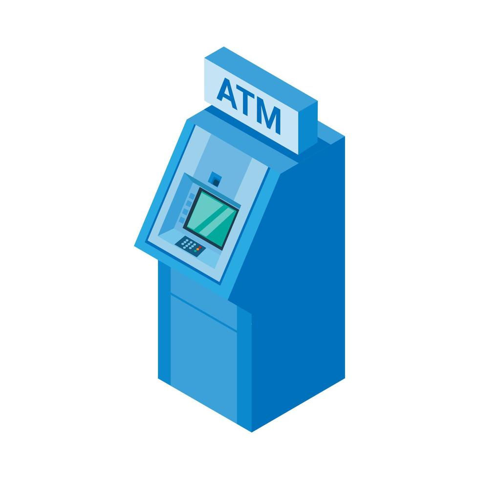 Geldautomaat machine bank symbool isometrische illustratie vector