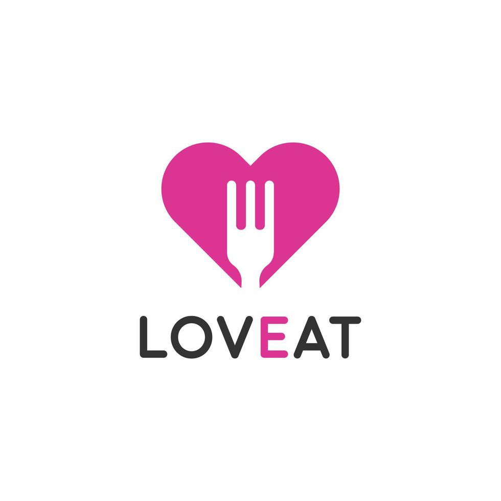 epa10 vector vork lepel en hart icoon of logo. voedsel restaurant teken. liefde voedsel symbool Aan wit achtergrond