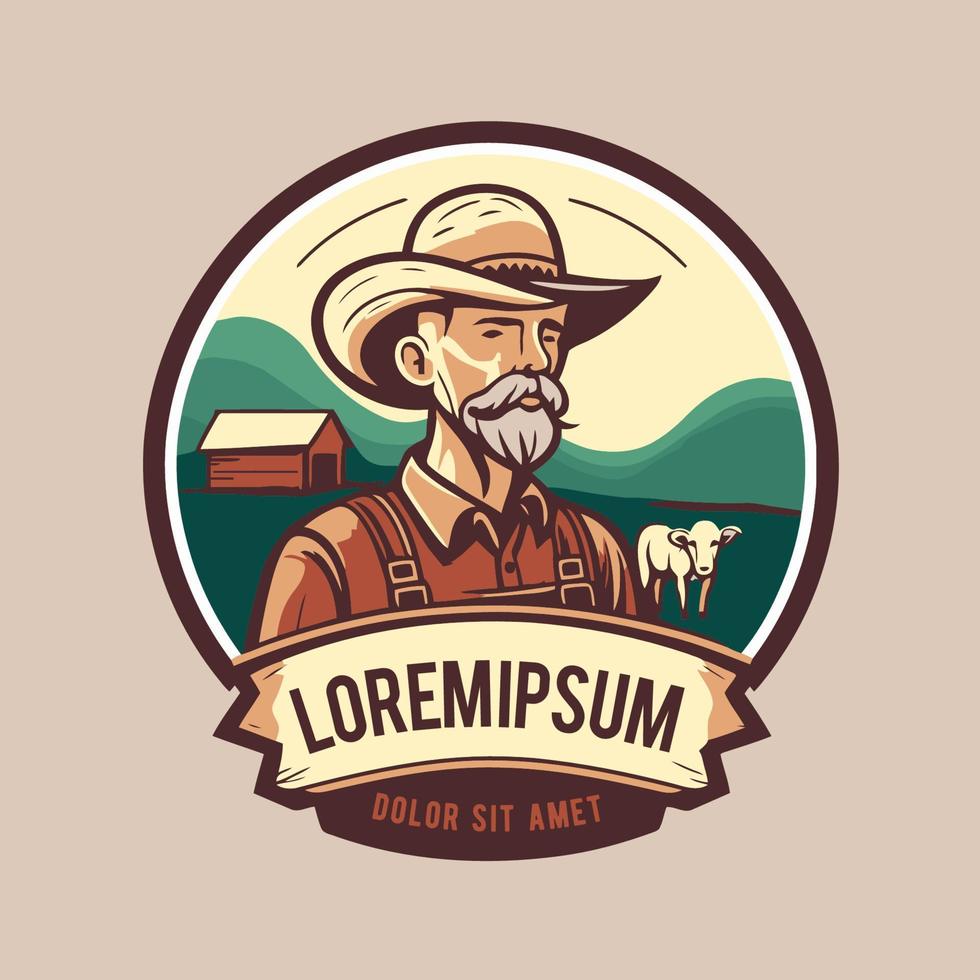 boer Mens logo mascotte, landbouw boerderij icoon vector