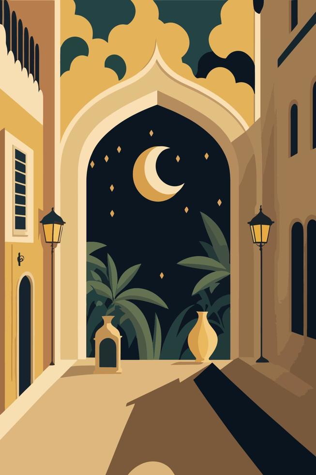 Islamitisch moskee achtergrond Islam, Ramadan groet kaart ontwerp sjabloon vector