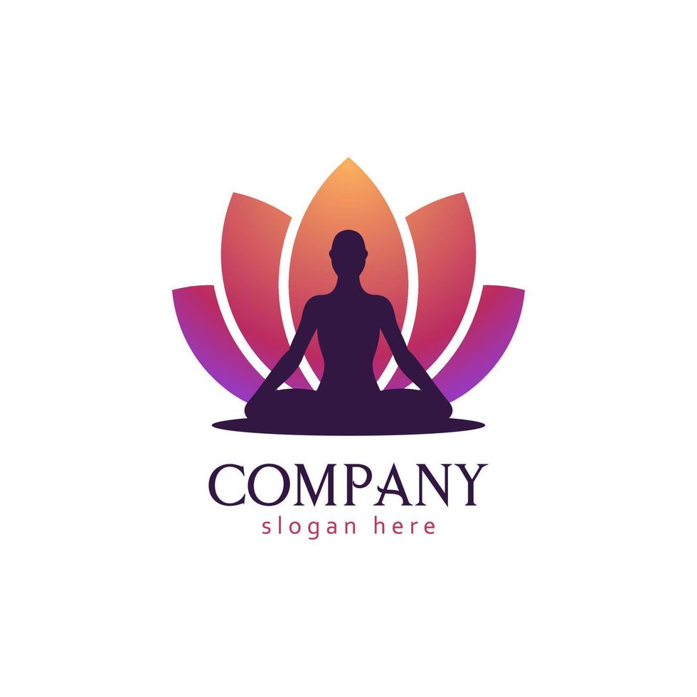 lotus yoga silhouet vrouw logo vector