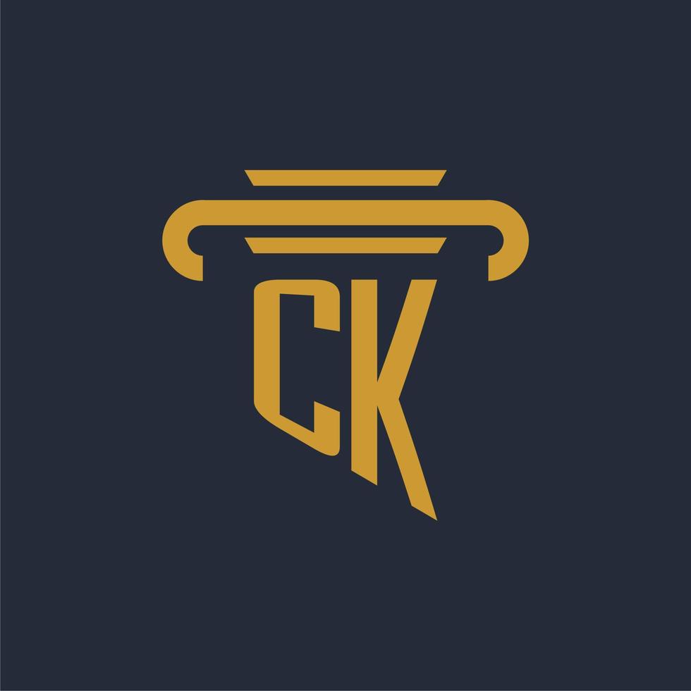 ck eerste logo monogram met pijler icoon ontwerp vector beeld