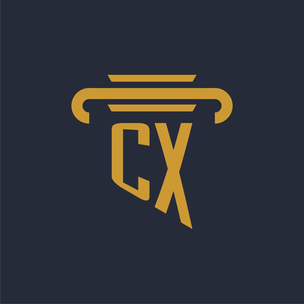 cx eerste logo monogram met pijler icoon ontwerp vector beeld