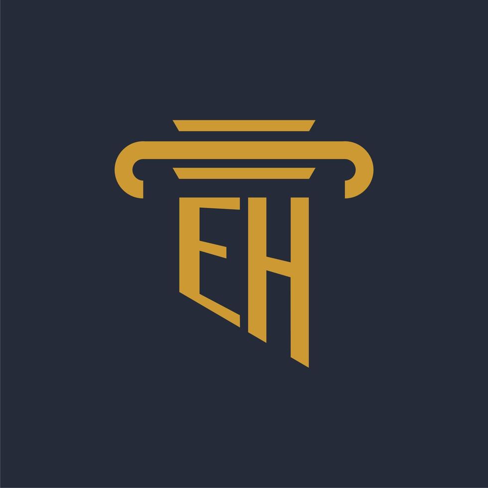 eh eerste logo monogram met pijler icoon ontwerp vector beeld