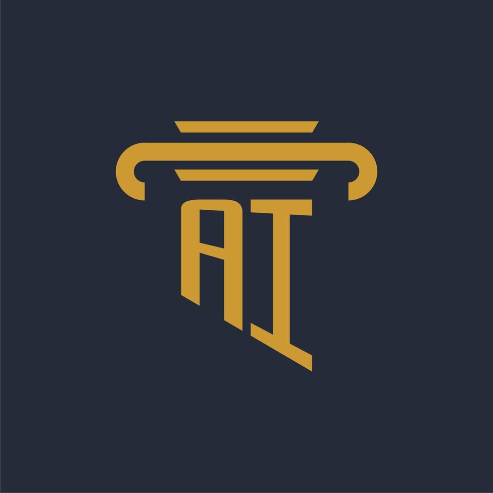 ai eerste logo monogram met pijler icoon ontwerp vector beeld