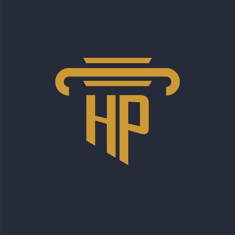 hp eerste logo monogram met pijler icoon ontwerp vector beeld