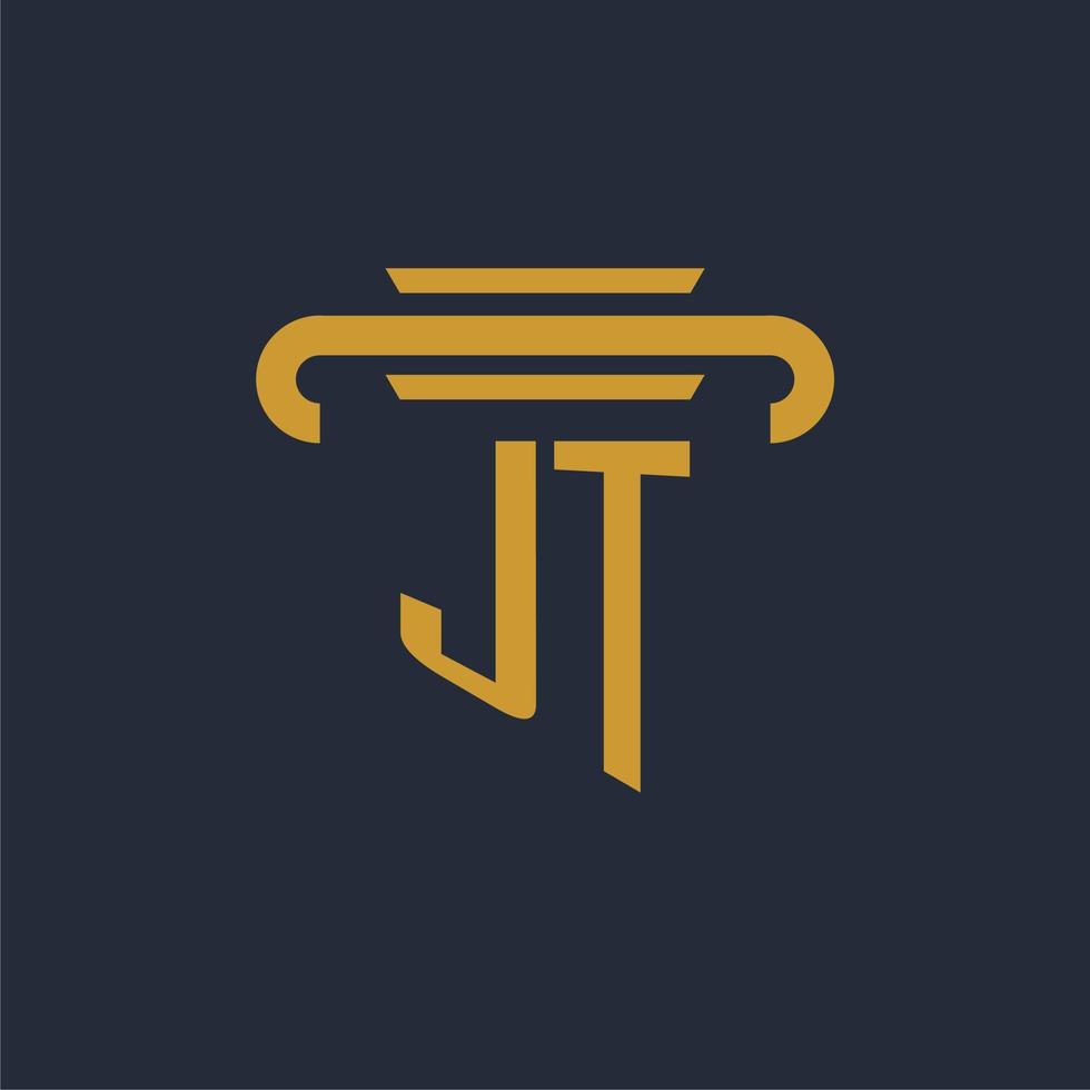 jt eerste logo monogram met pijler icoon ontwerp vector beeld