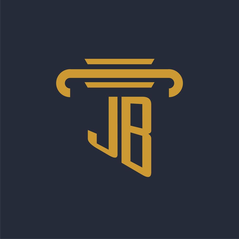 jb eerste logo monogram met pijler icoon ontwerp vector beeld