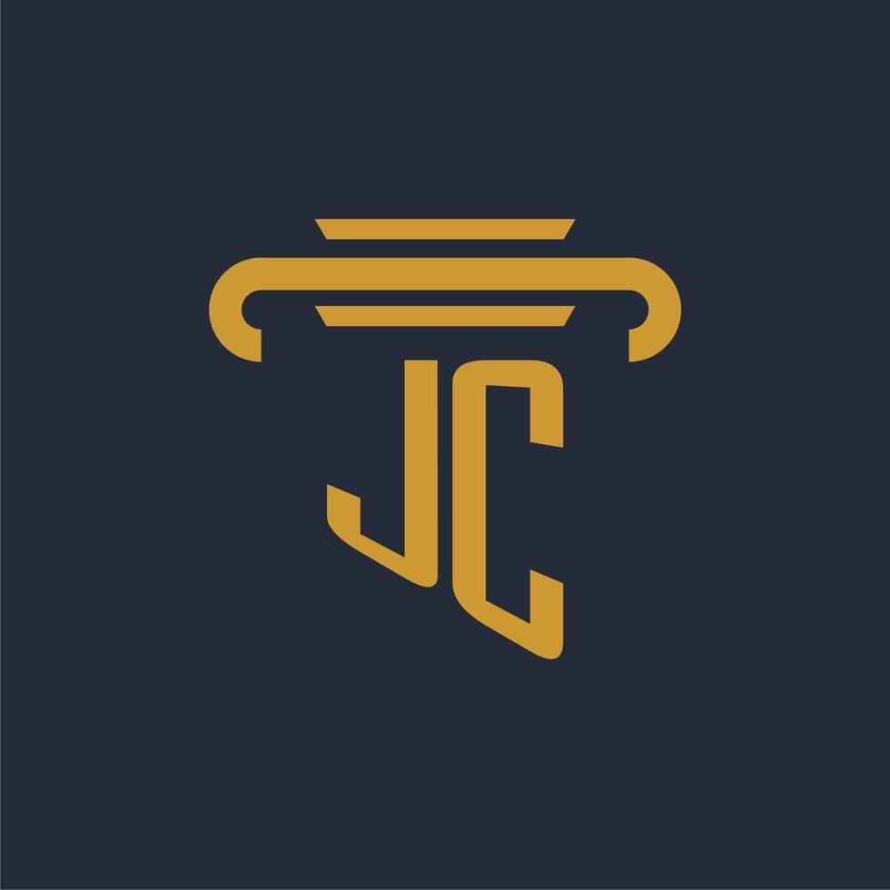jc eerste logo monogram met pijler icoon ontwerp vector beeld