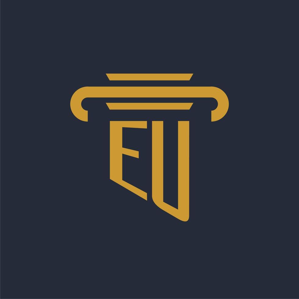 EU eerste logo monogram met pijler icoon ontwerp vector beeld