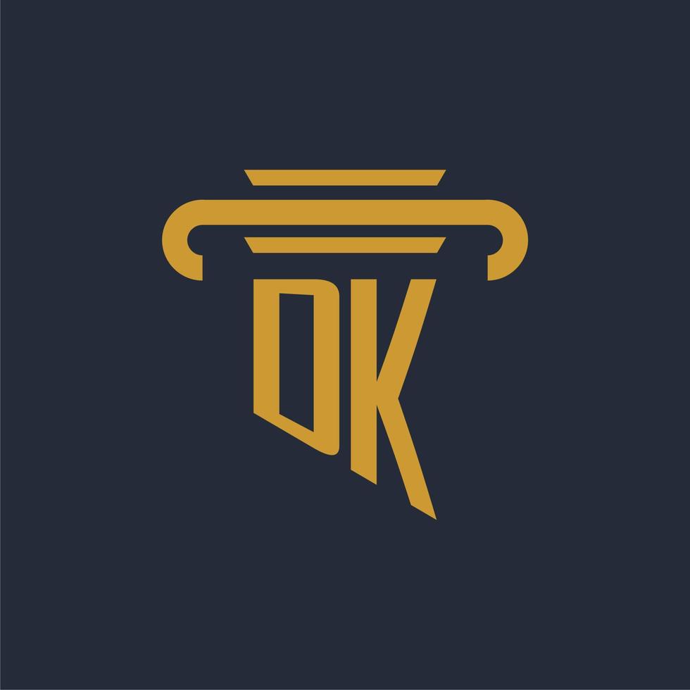 dk eerste logo monogram met pijler icoon ontwerp vector beeld