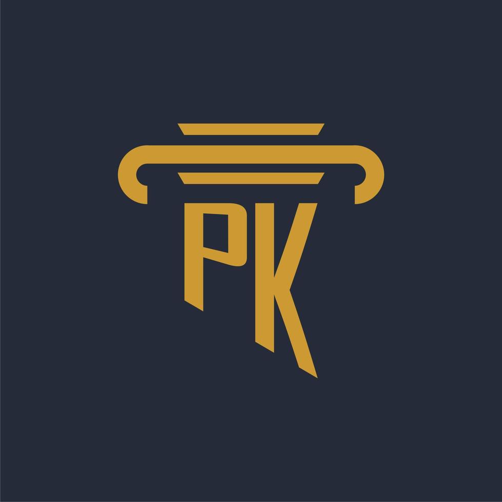 pk eerste logo monogram met pijler icoon ontwerp vector beeld