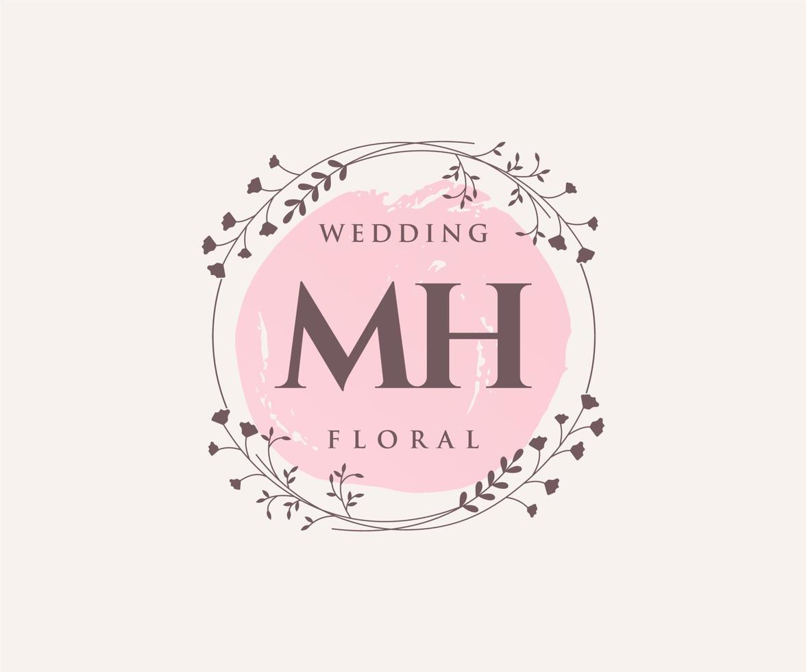 mh initialen brief bruiloft monogram logos sjabloon, hand- getrokken modern minimalistisch en bloemen Sjablonen voor uitnodiging kaarten, opslaan de datum, elegant identiteit. vector