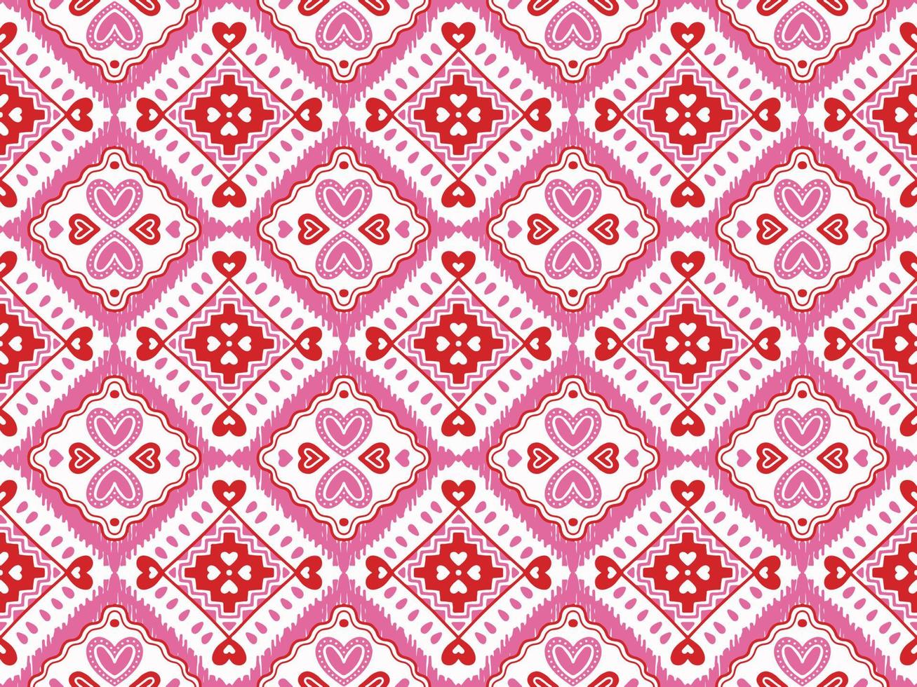 abstract schattig valentijnsdag dag liefde hart roze motief meetkundig tribal etnisch ikat volk oosters inheems patroon traditioneel ontwerp achtergrond,tapijt,behang,kleding,stof,verpakking,print,streep vector