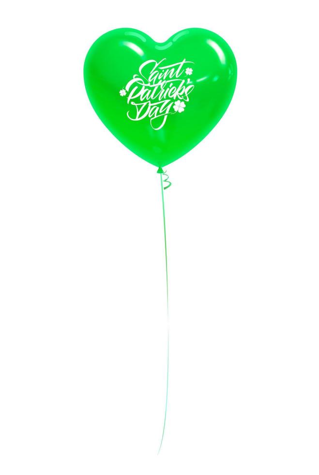 een groen hartvormig ballon, voor de Iers nationaal traditioneel vakantie heilige Patrick s dag. realistisch voorwerp geïsoleerd Aan wit. vector illustratie