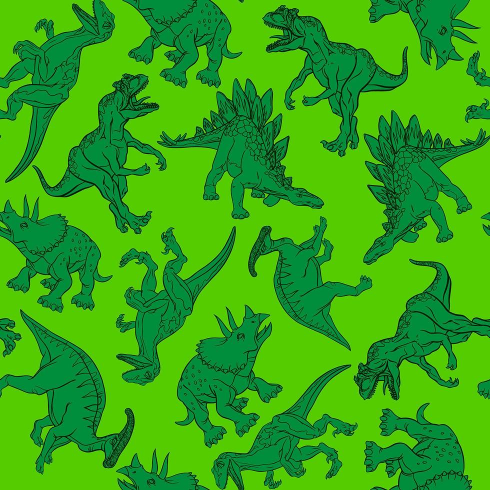 realistisch dinosaurus patroon voor afdrukken, omhulsel papier, verpakking. vector illustratie.