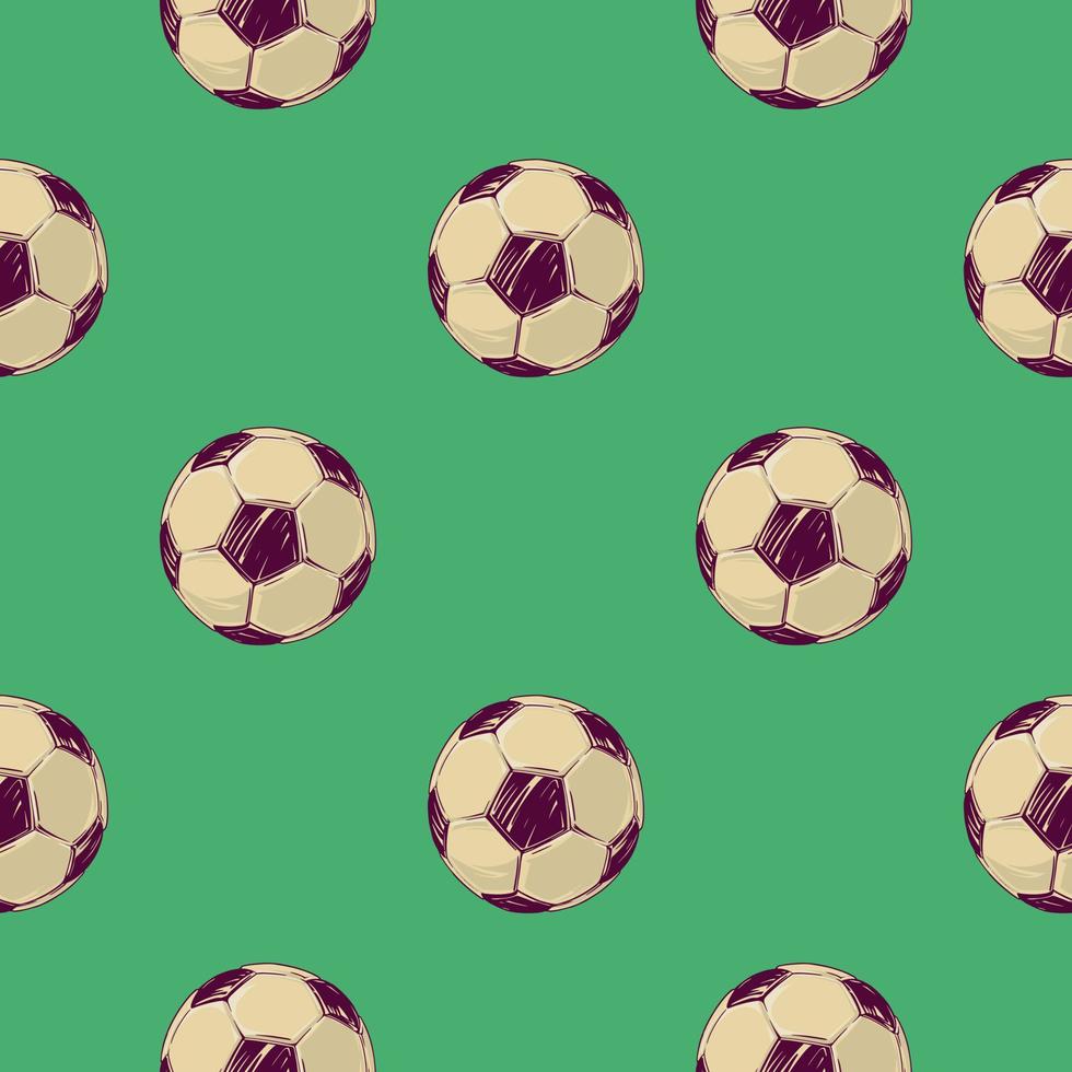 patroon van hand getekend voetbal ballen Aan een groen achtergrond voor het drukken en ontwerp.vector illustratie. vector