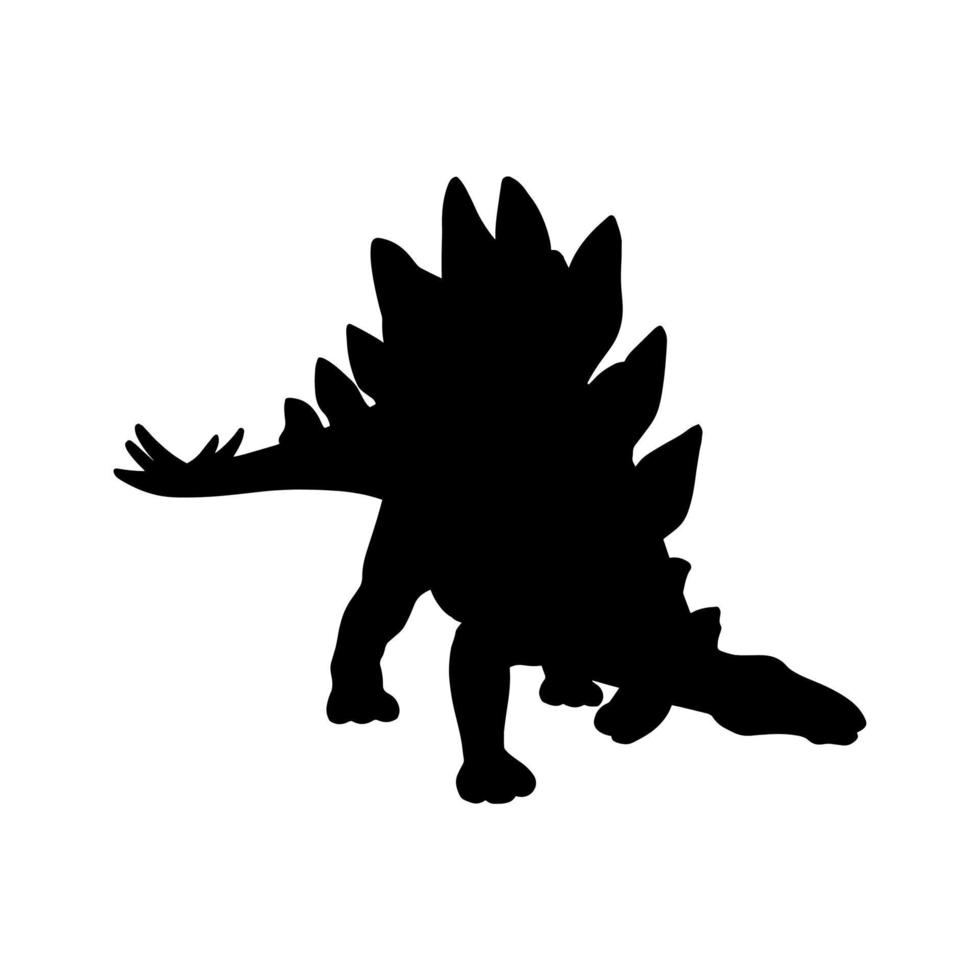 zwart realistisch silhouet van een dinosaurus Aan een wit achtergrond. stegosaurus vector illustratie