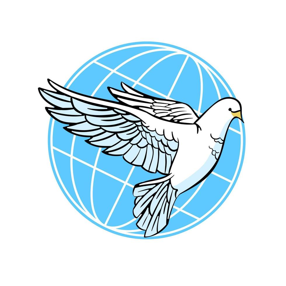 duif van vrede. wit duif Aan de achtergrond van de aarde. vector