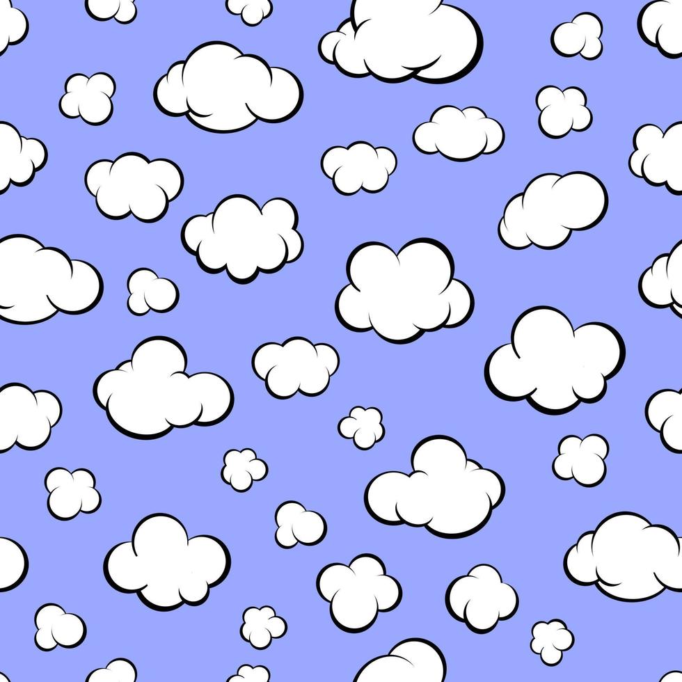 patroon van tekenfilm wit wolken Aan een blauw lucht voor het drukken en decoratie. vector illustratie.