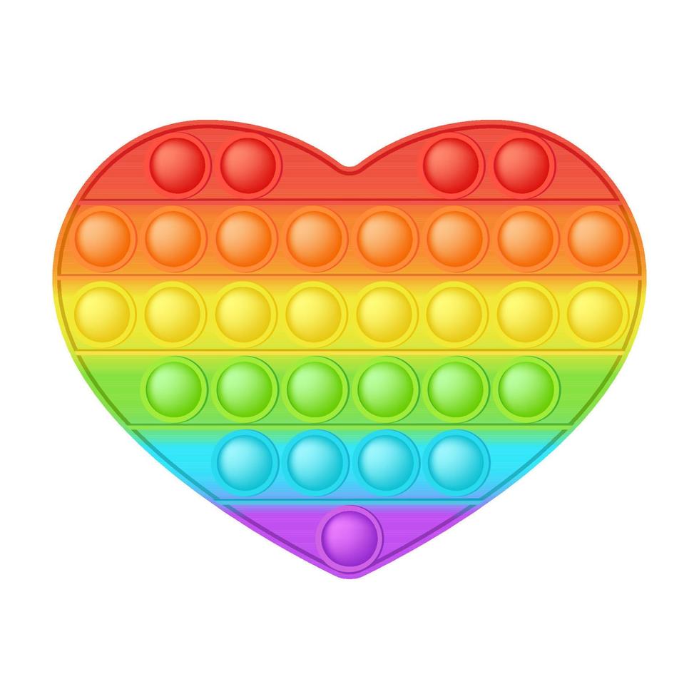 knallen speelgoed- helder regenboog hart silicium speelgoed- voor friemelt. verslavend bubbel zintuiglijk ontwikkelen speelgoed- voor kinderen vingers. vector illustratie geïsoleerd