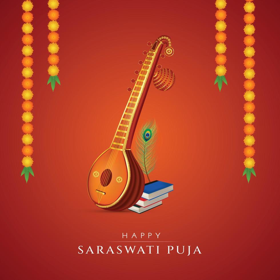 gelukkig Saraswathi puja sociaal media post vector