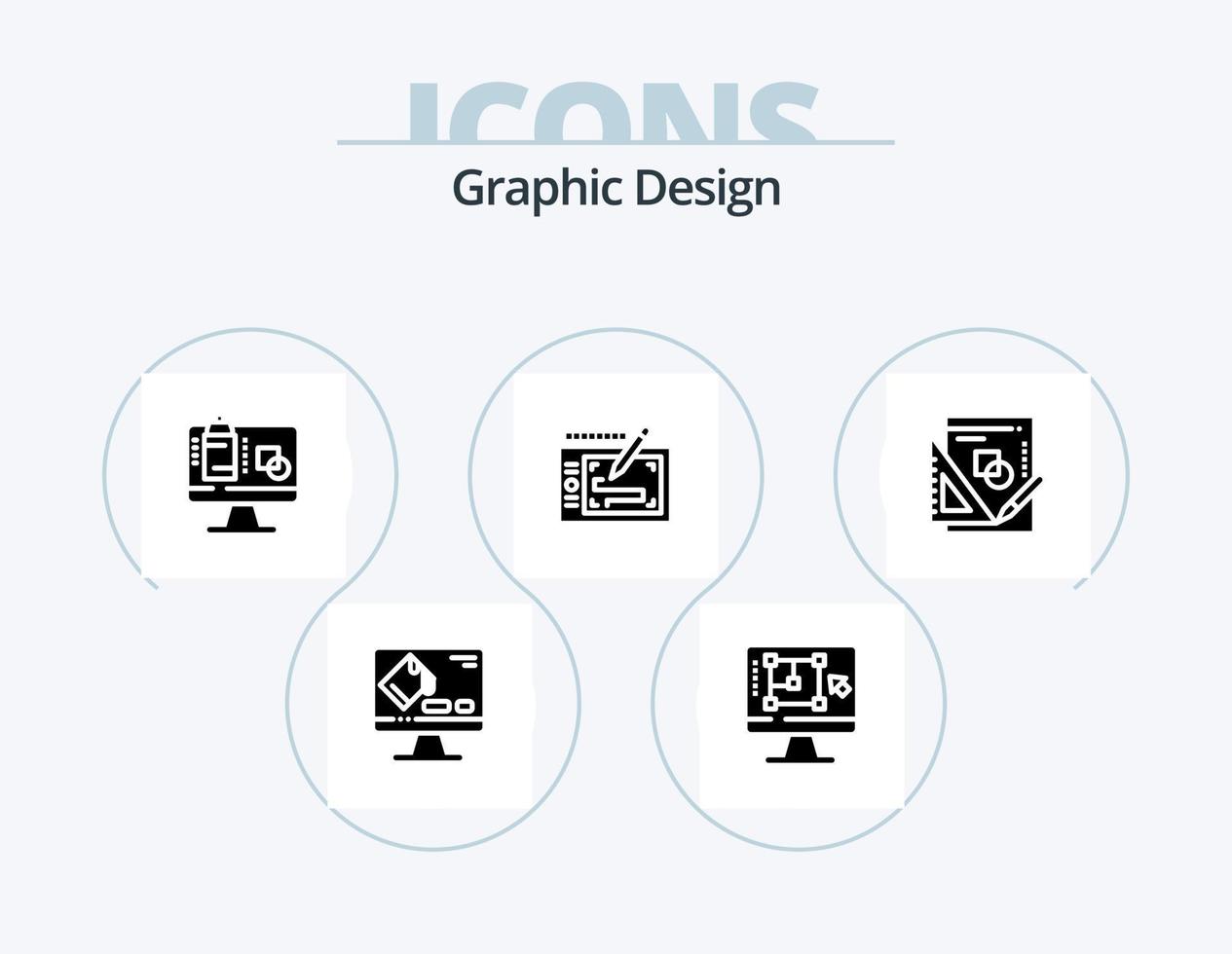 grafisch ontwerp glyph icoon pak 5 icoon ontwerp. tablet . presentatie. ontwerpen gereedschap . gegevens . computer vector
