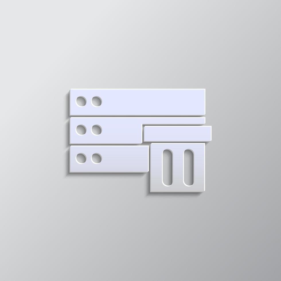 databank, server, opslagruimte papier stijl, icoon. grijs kleur vector achtergrond- papier stijl vector icoon