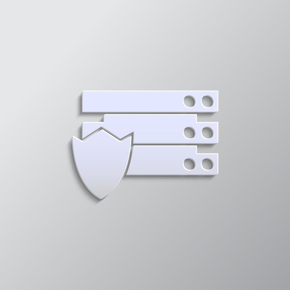 databank, server, schild papier stijl, icoon. grijs kleur vector achtergrond- papier stijl vector icoon