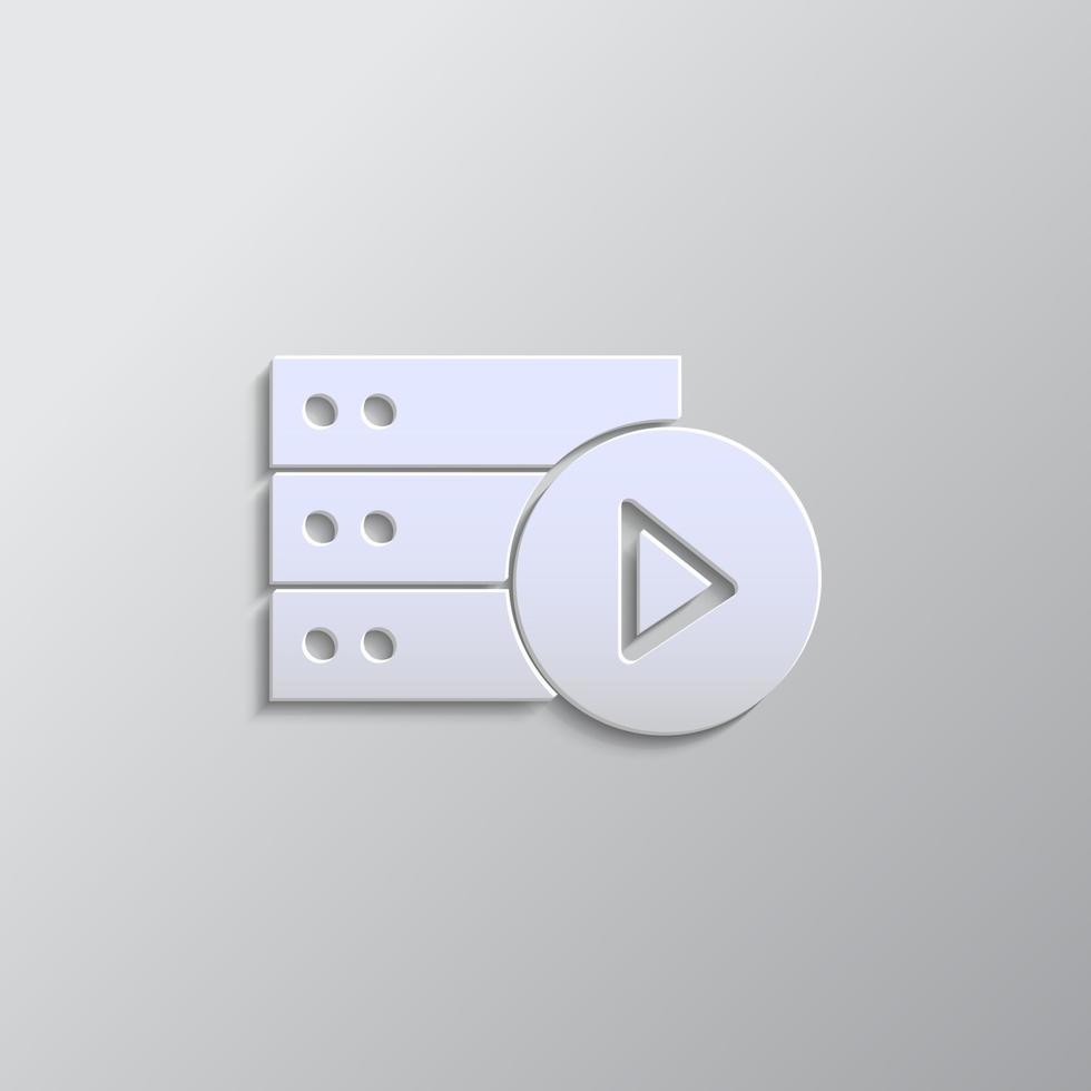 databank, server, Speel papier stijl, icoon. grijs kleur vector achtergrond- papier stijl vector icoon