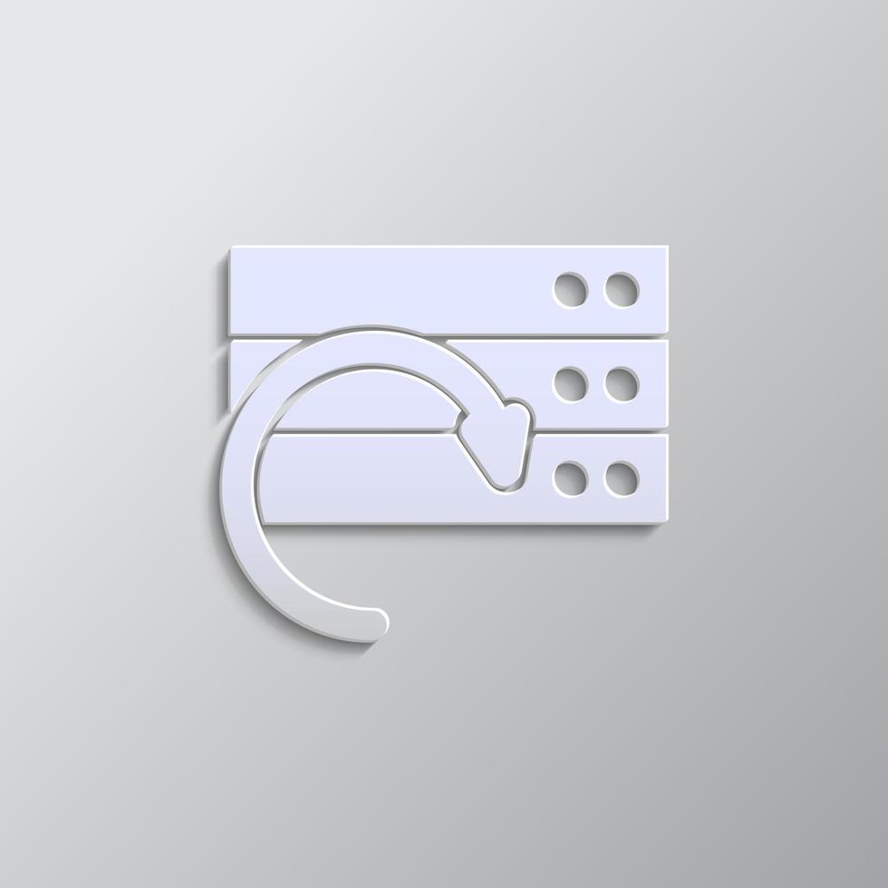databank, server, vernieuwen papier stijl, icoon. grijs kleur vector achtergrond- papier stijl vector icoon